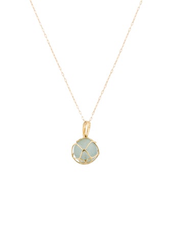 Necklace 14K Aquamarine Caged Pendant Necklace