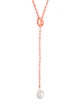 Necklace 14K Coral & Pearl Lariat Necklace