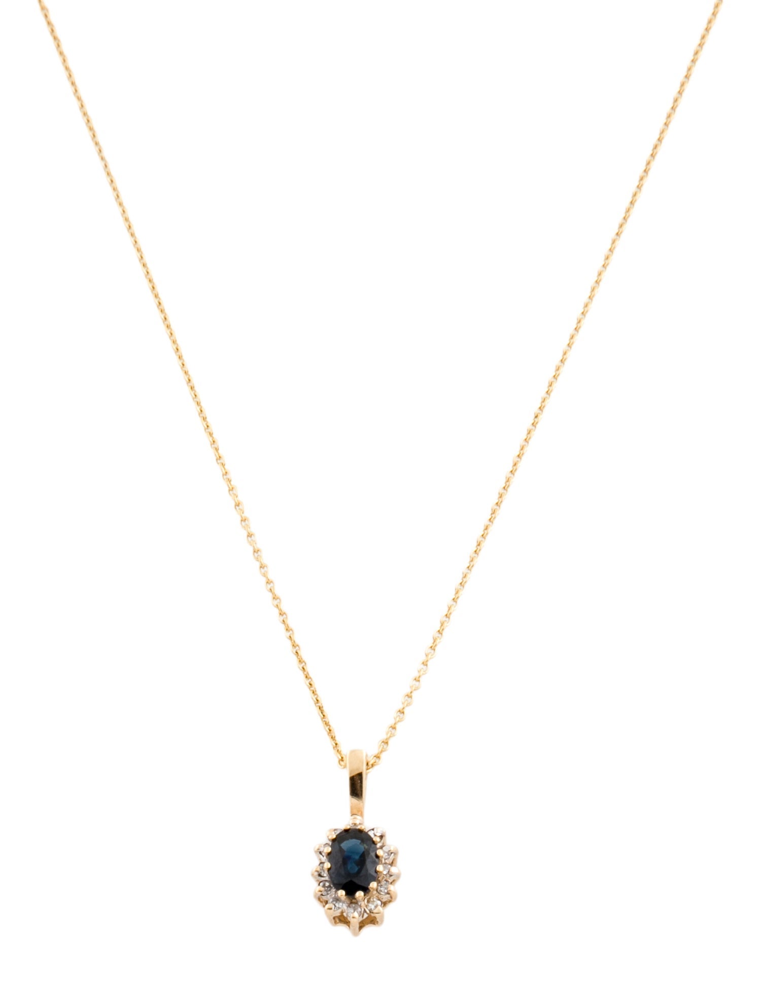 Necklace 14K Sapphire & Diamond Pendant Necklace