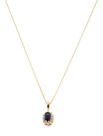 Necklace 14K Sapphire & Diamond Pendant Necklace