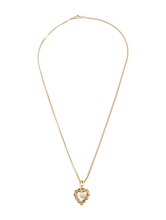 Necklace 18K Pearl Heart Pendant w/ 14K S Chain Link