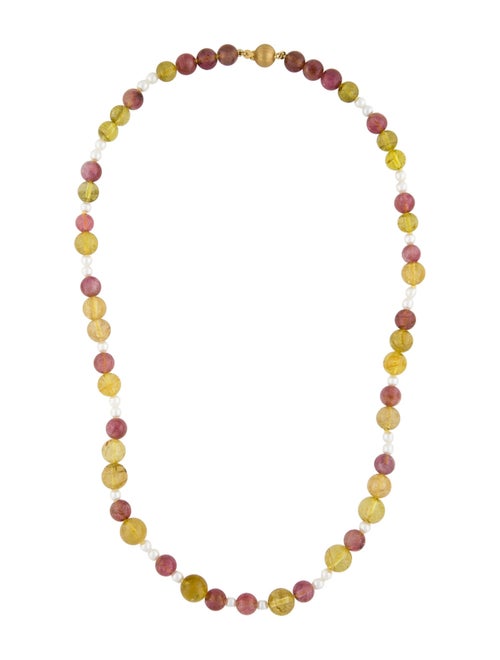 Necklace 18K Pearl & Tourmaline Bead Necklace