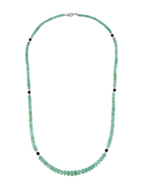 Necklace 18K Emerald & Spinel Graduated Bead Strand Necklace