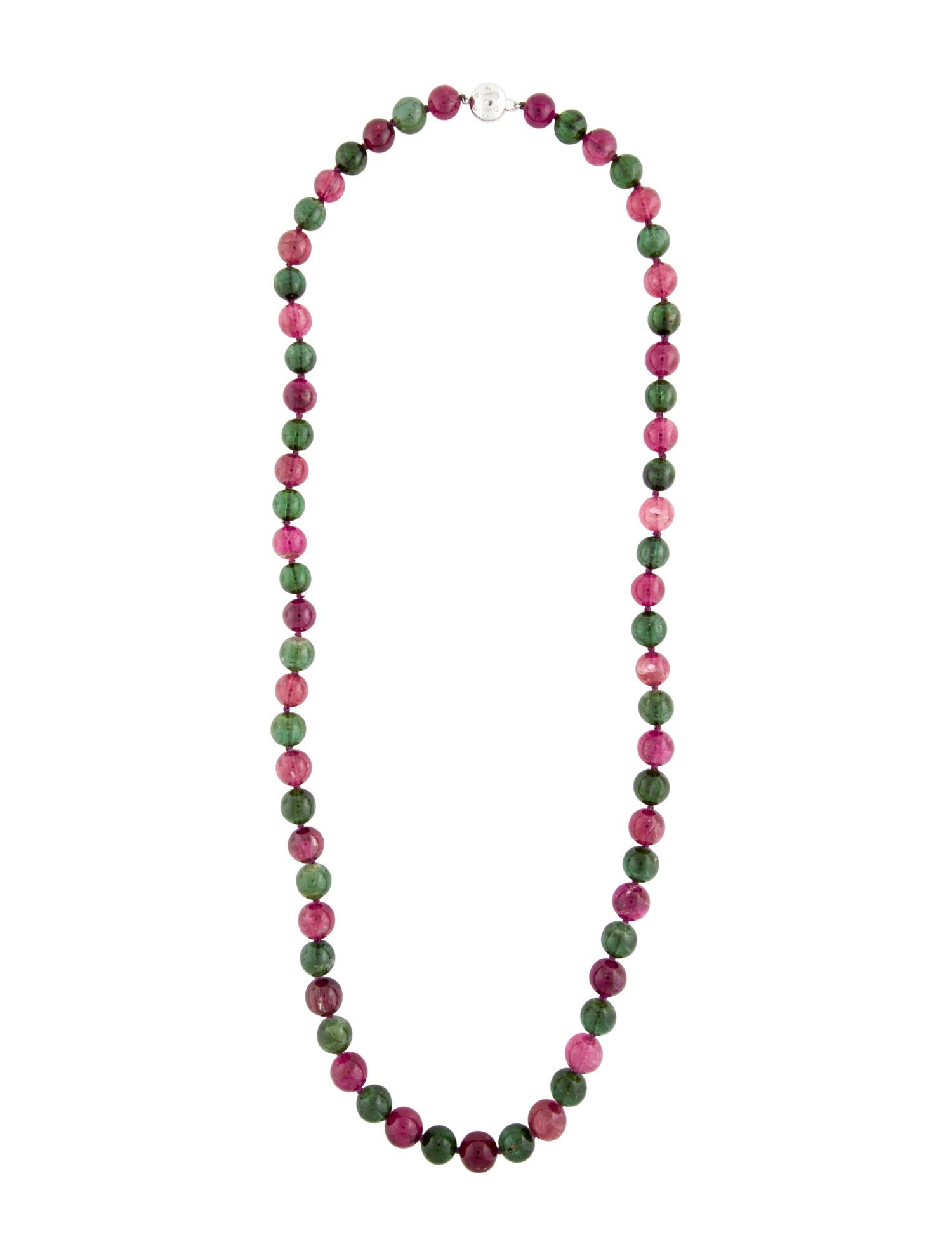 Necklace 18K Tourmaline & Diamond Clasp Beaded