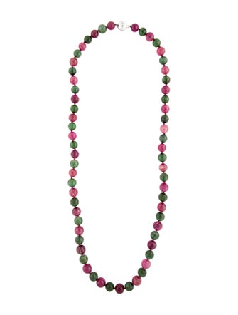 Necklace 18K Tourmaline & Diamond Clasp Beaded Necklace