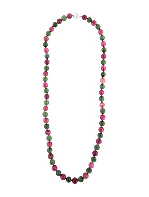 Necklace 18K Tourmaline & Diamond Clasp Beaded Necklace