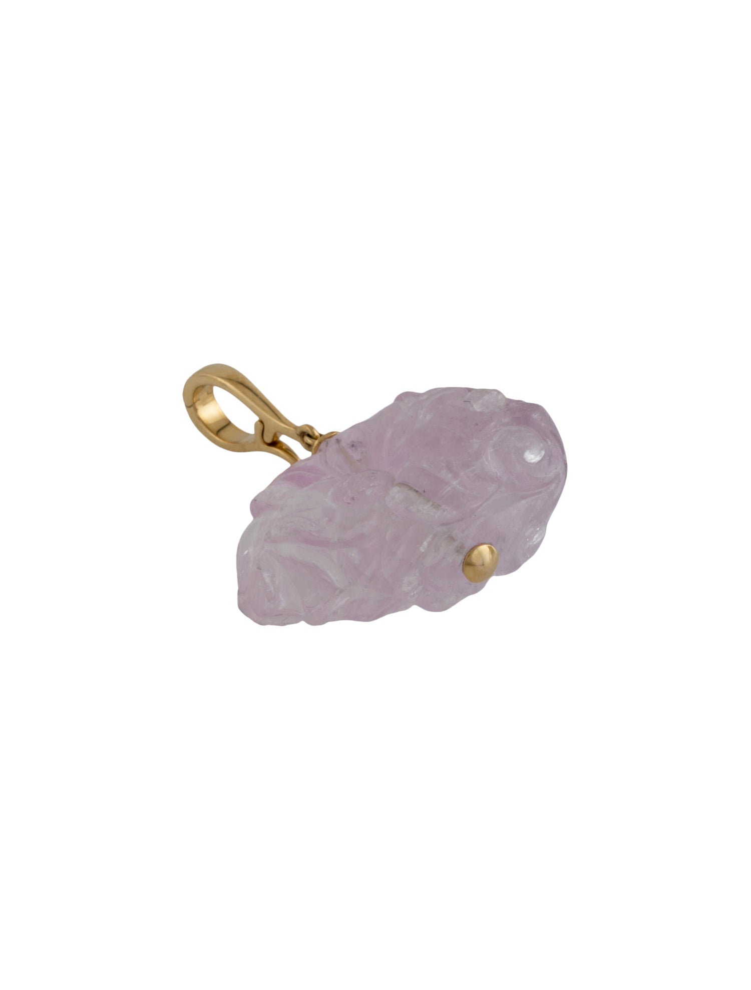Necklace 18K Kunzite Carved Flower Pendant