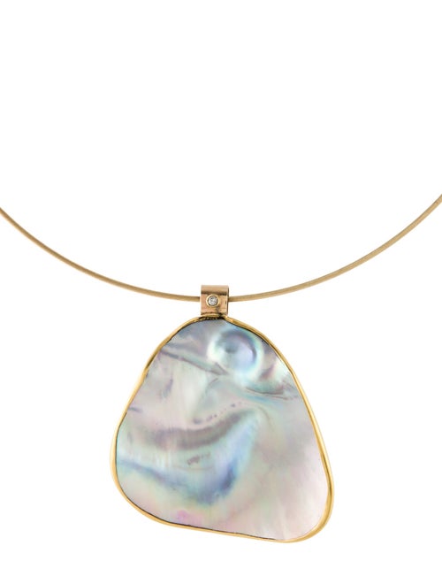 Necklace Mother of Pearl & Diamond Pendant Necklace