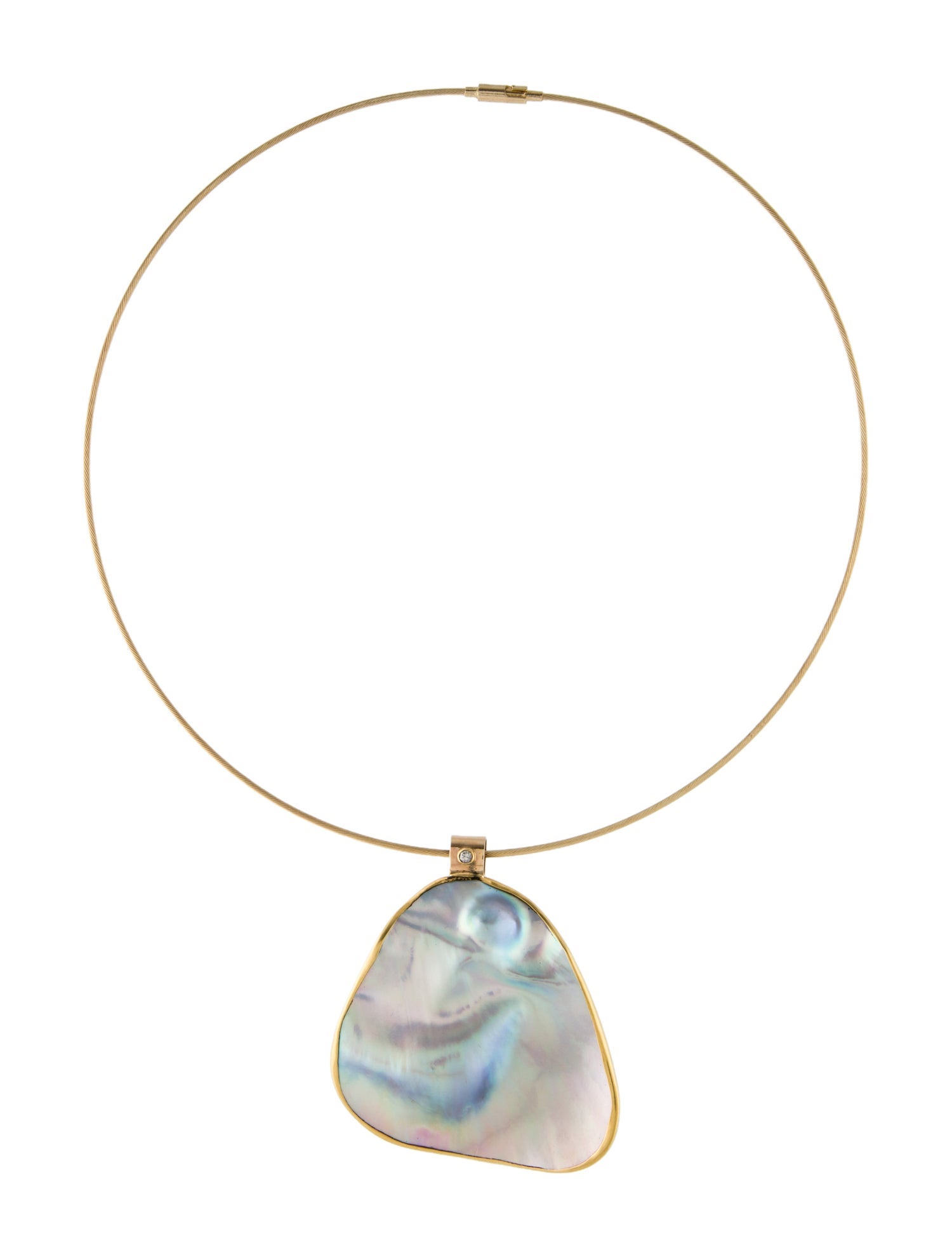 Necklace Mother of Pearl & Diamond Pendant Necklace