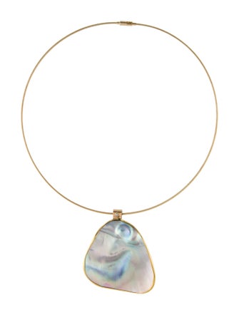 Necklace Mother of Pearl & Diamond Pendant Necklace