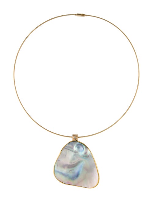 Necklace Mother of Pearl & Diamond Pendant Necklace