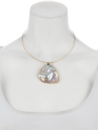 Necklace Mother of Pearl & Diamond Pendant Necklace