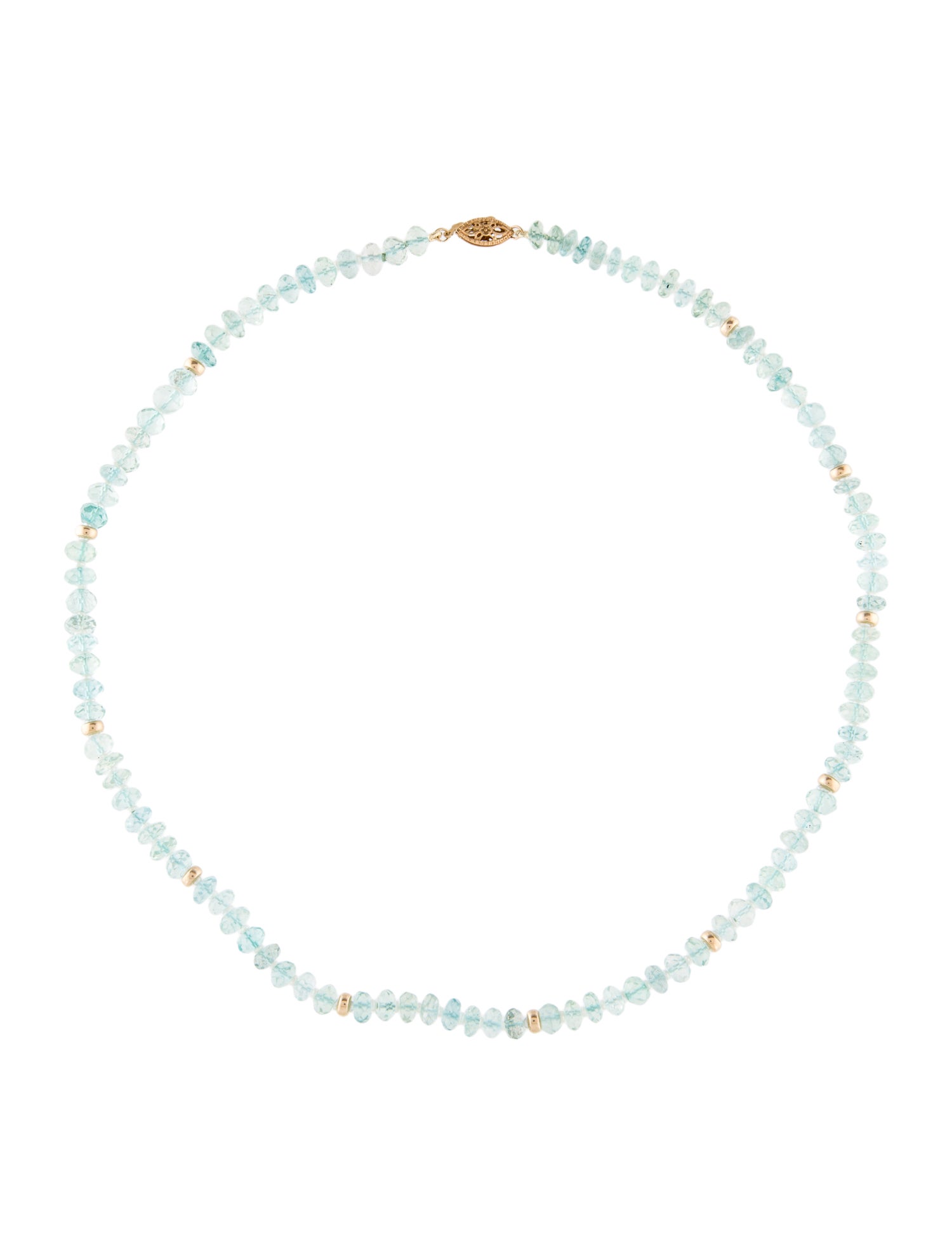 Necklace 14K Pearl & Aquamarine Bead Strand Necklace