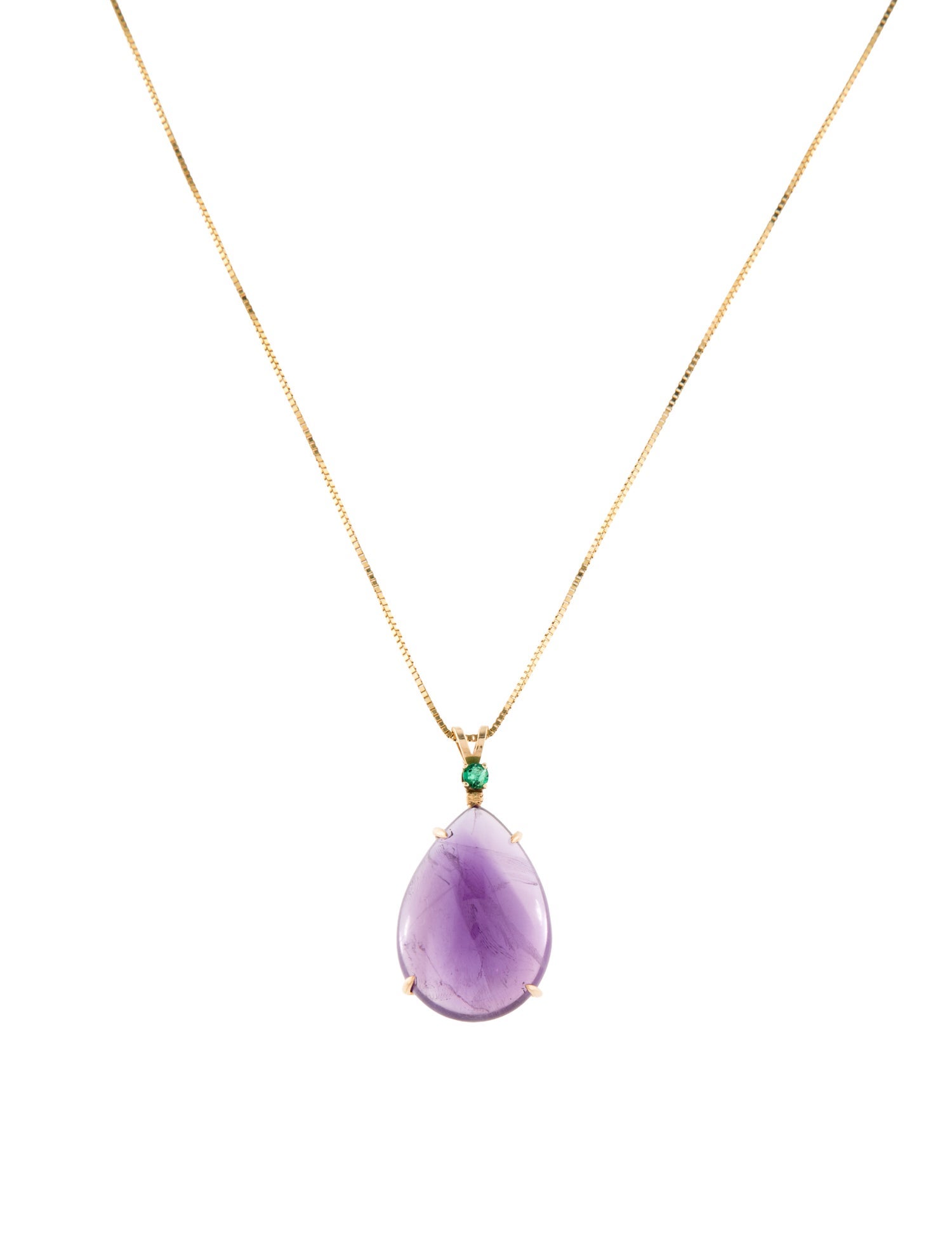 Necklace 14K Amethyst & Emerald Pendant