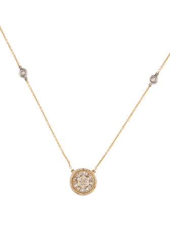 Necklace 14k Diamond Cluster Station Pendant Necklace