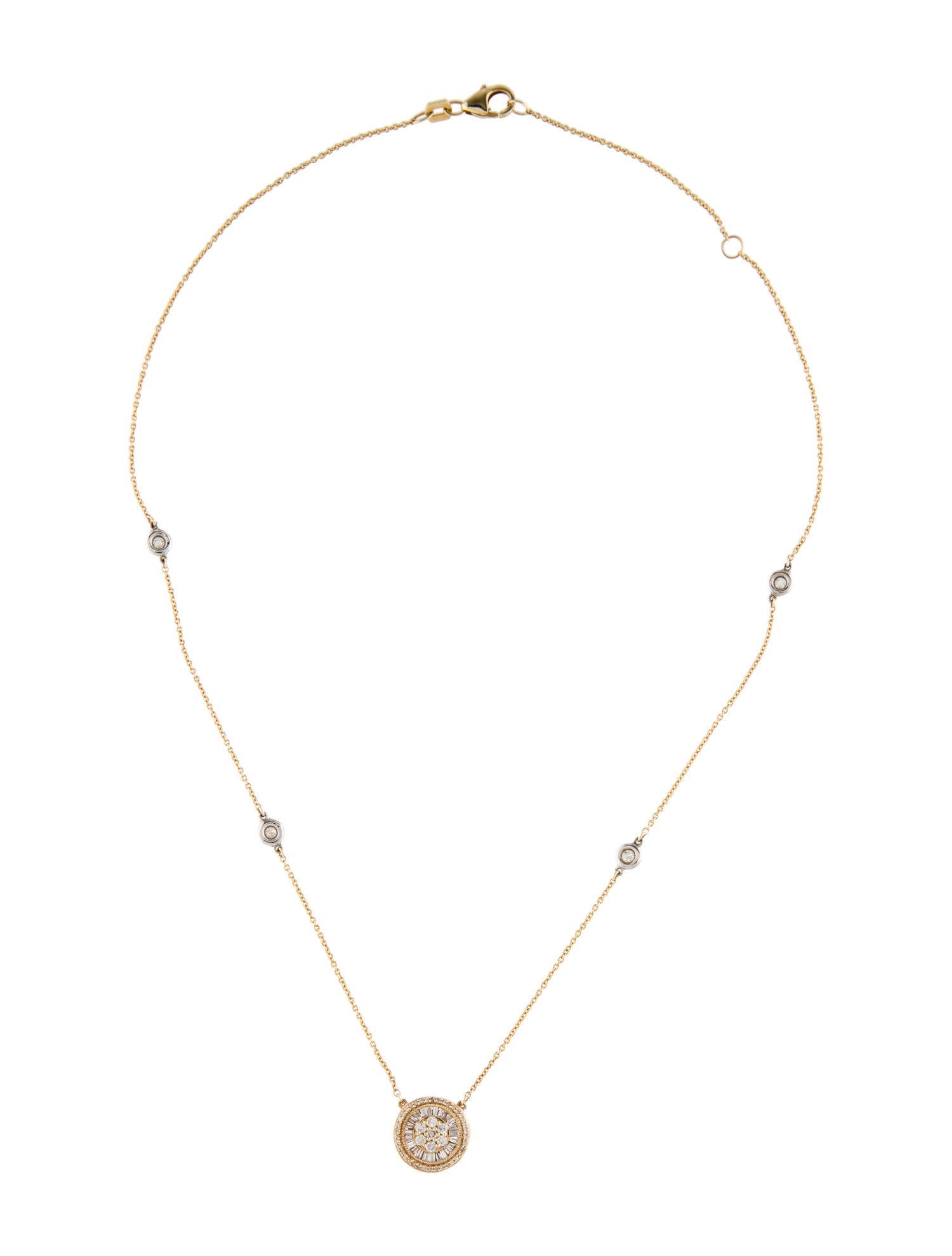 Necklace 14k Diamond Cluster Station Pendant