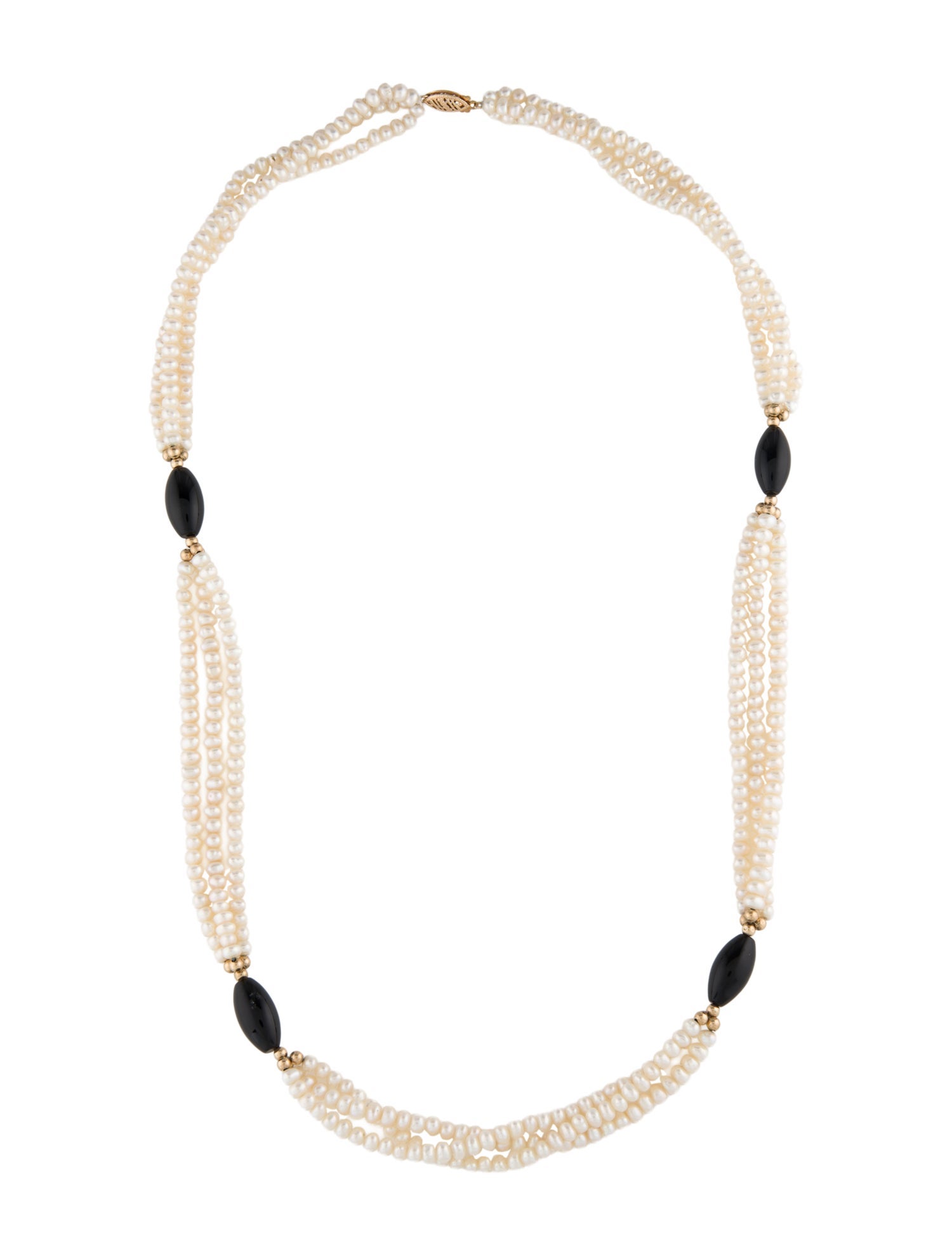 Necklace 14K Onyx & Pearl
