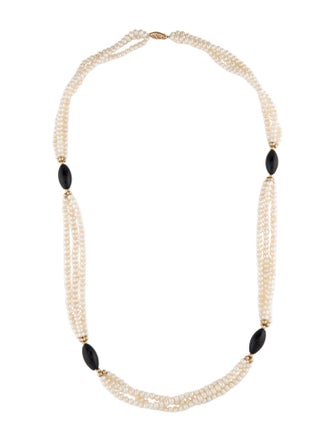 Necklace 14K Onyx & Pearl Necklace