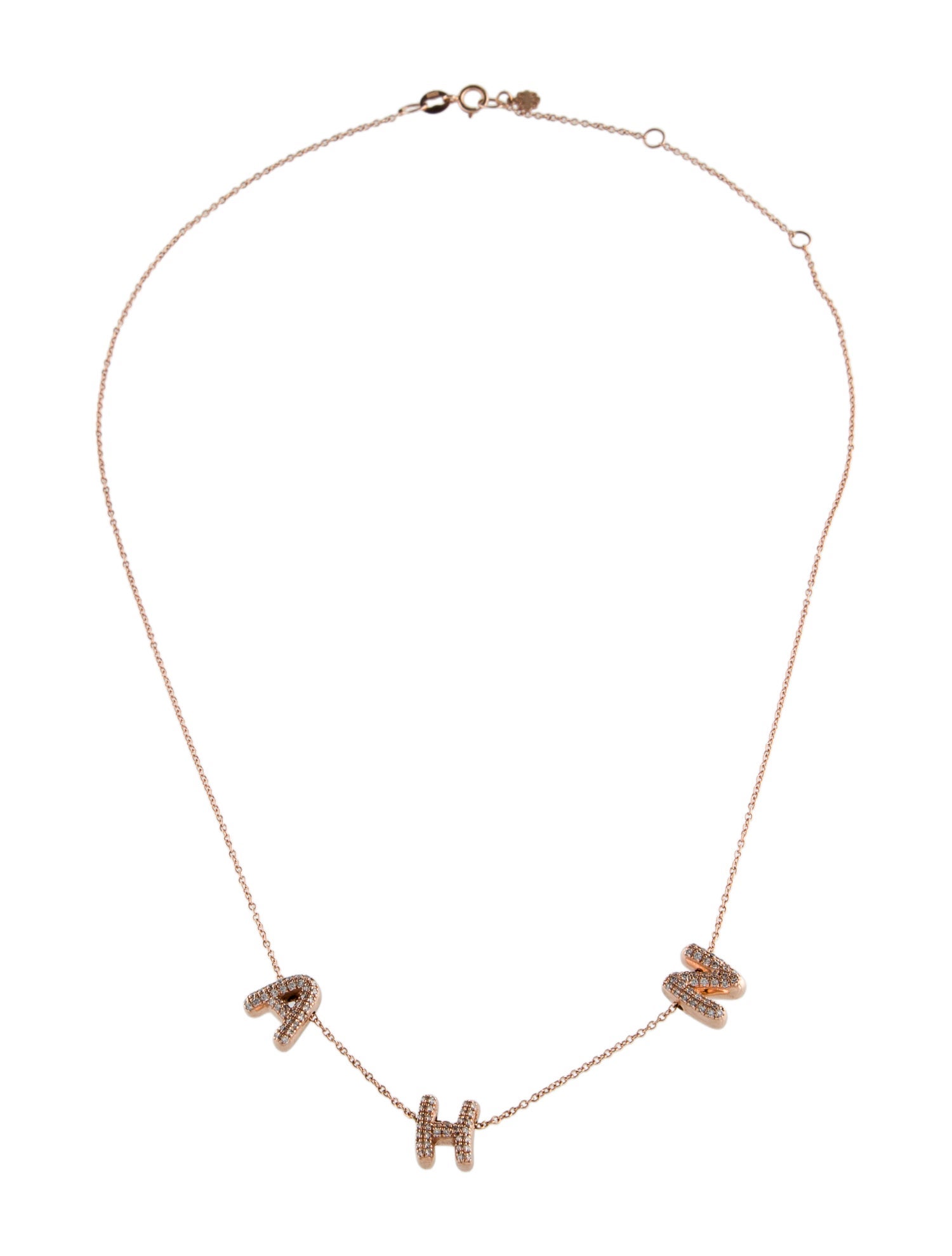 Necklace 14K Diamond Letters 'A' 'H' 'N' Pendant Necklace
