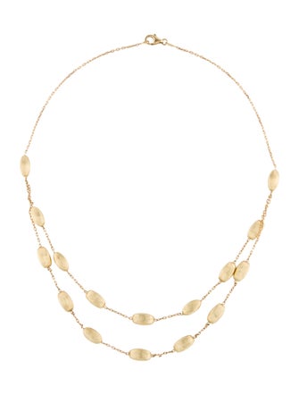 Necklace  14K Double Strand Textured Station Necklace