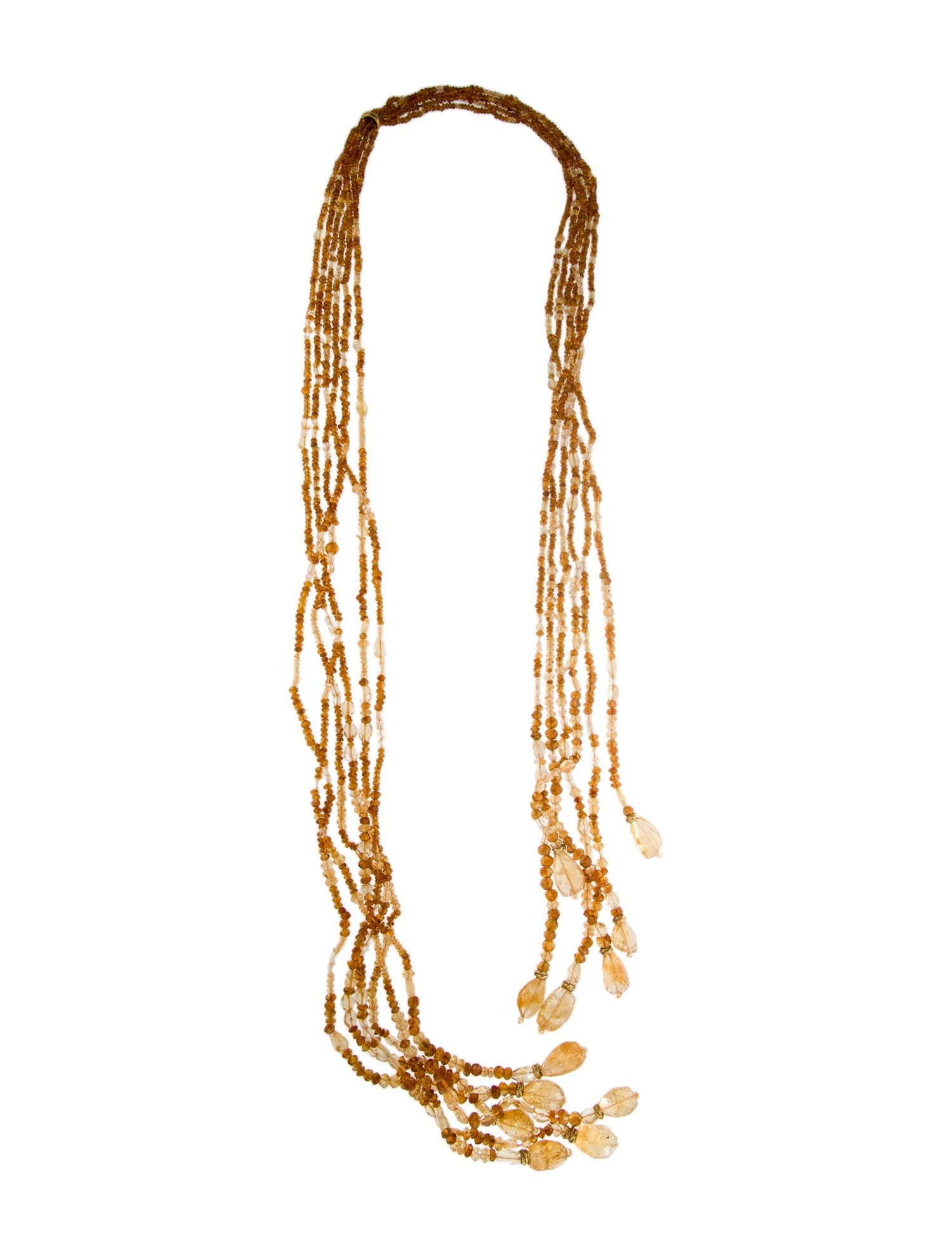 Necklace 18K Citrine Beaded Sautoir