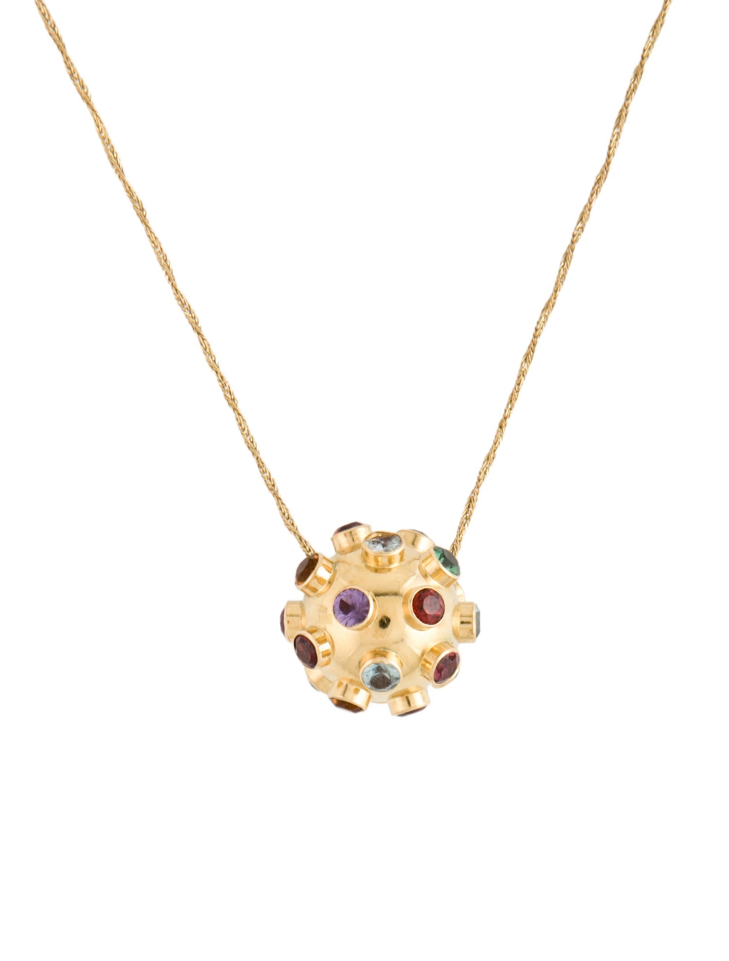 Necklace 18K Multistone Sputnik Pendant
