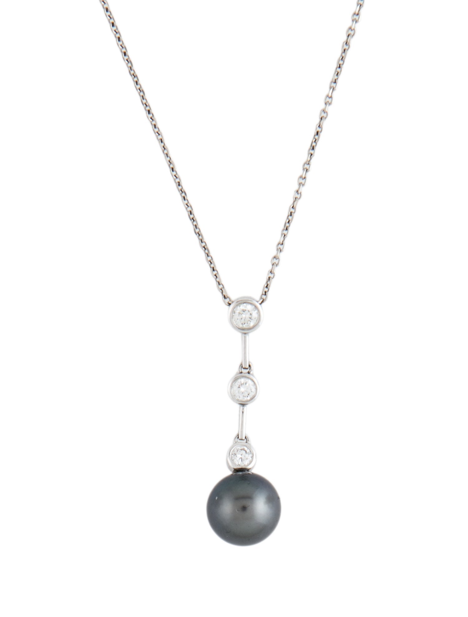 Necklace 14K Pearl & Diamond Drop Pendant