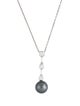 Necklace 14K Pearl & Diamond Drop Pendant Necklace