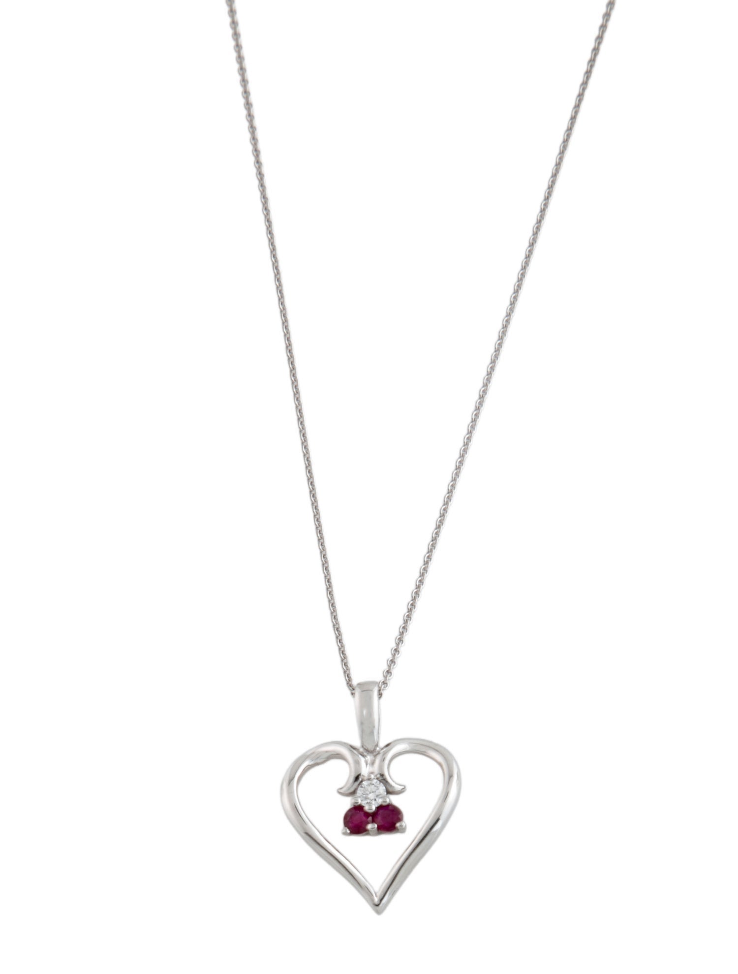 Necklace 14K Ruby & Diamond Heart Pendant