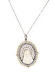 Necklace Platinum Pearl, Mother Of Pearl, Sapphire & Diamond Religious Pendant Necklace