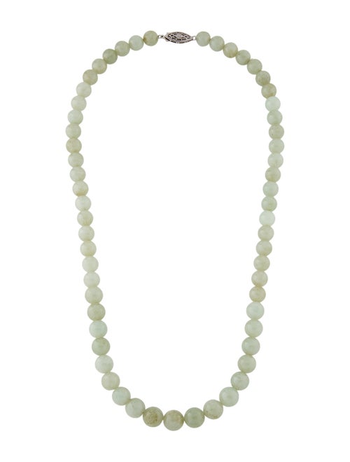Necklace 14K Jadeite Bead Strand Necklace