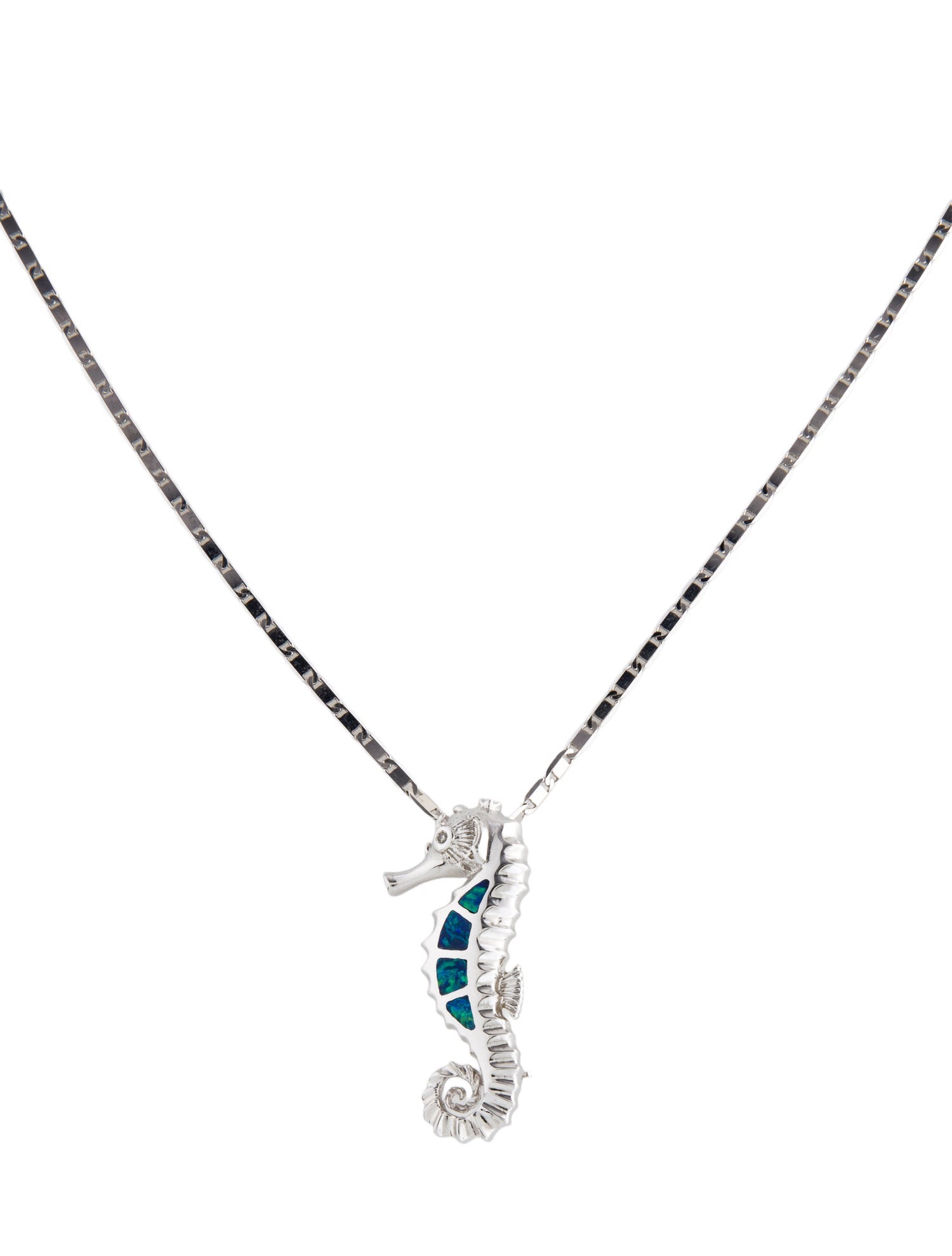 Necklace 14k Opal & Diamond Sea Horse Convertible Pendant Necklace