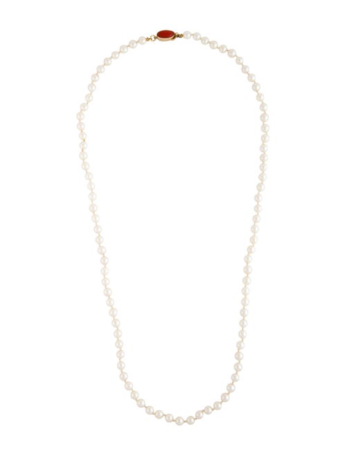 Necklace 18K Pearl & Coral Beaded Strand