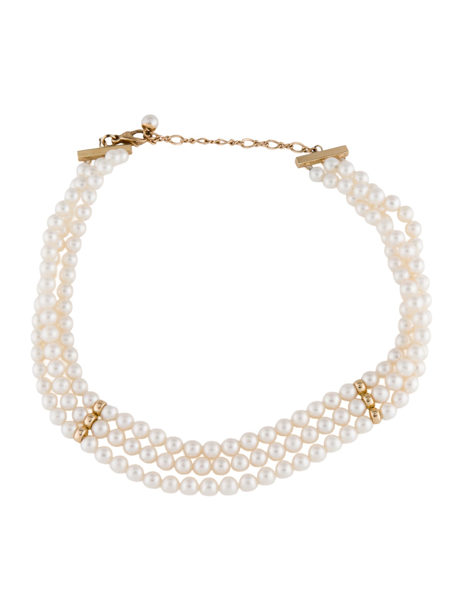 Necklace 14K Pearl Three Strand Choker