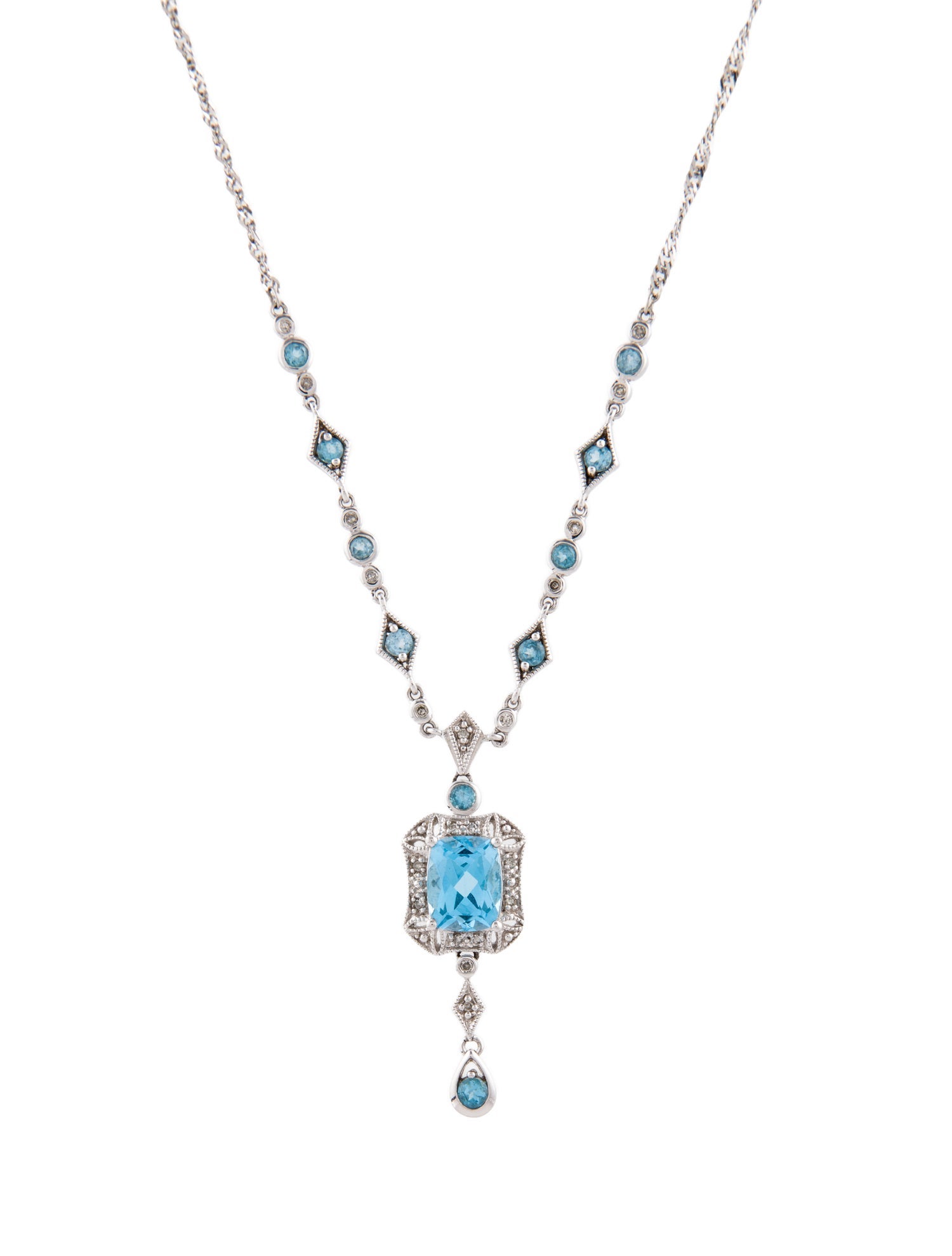 Necklace 14K 2.76ctw Topaz & Diamond Lavalier