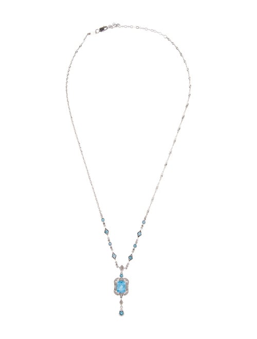 Necklace 14K 2.76ctw Topaz & Diamond Lavalier Necklace
