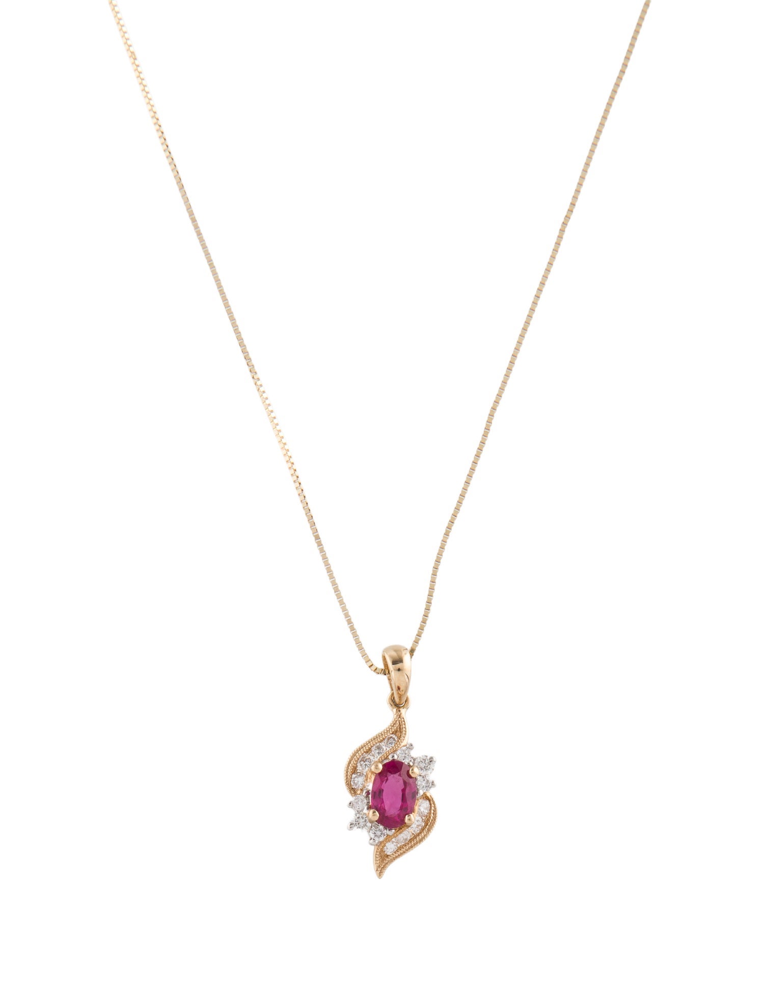 Necklace 14K Diamond-Accented Ruby Pendant