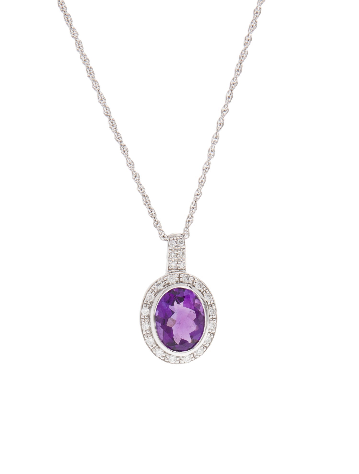 Necklace 14K 2.02ct Amethyst and Diamond Pendant