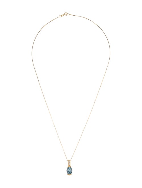 Necklace 14K Two-Tone 2.17ct Topaz & Diamond Pendant Necklace