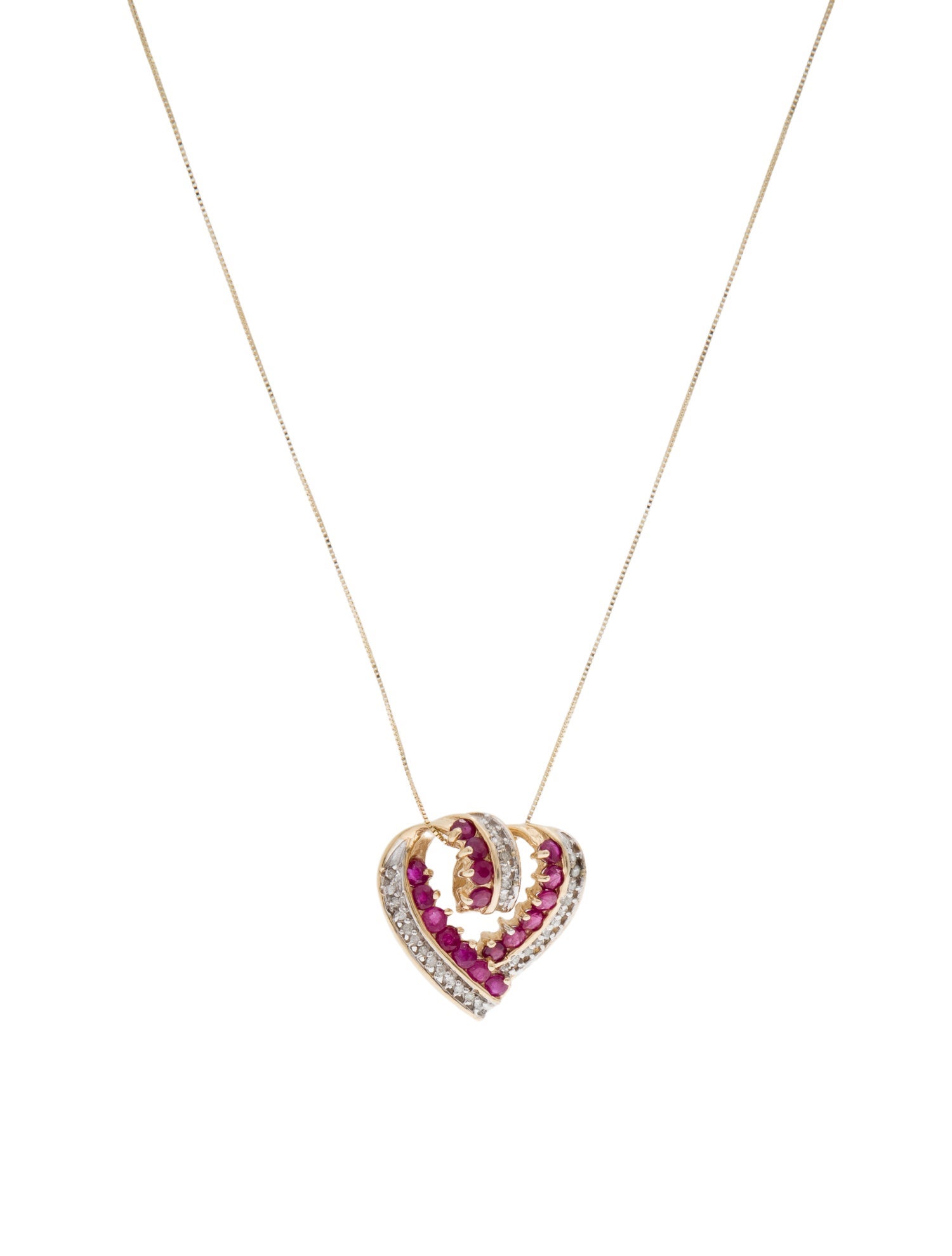 Necklace 14K 1.15ctw Ruby & Diamond Heart Pendant