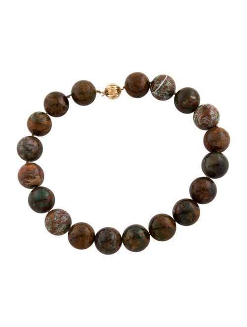 Necklace 14K Jasper Bead Strand Necklace