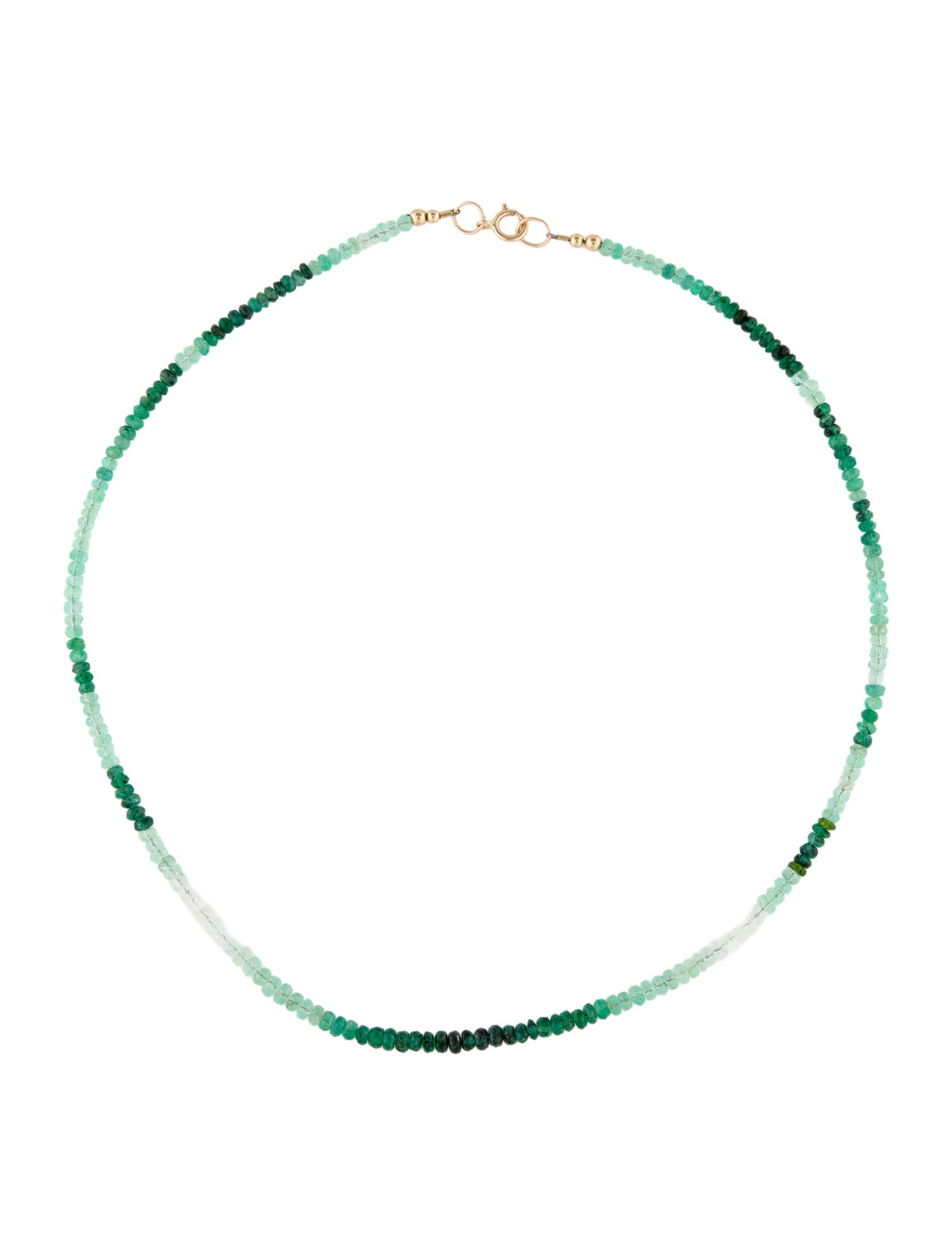 Necklace 14K Diopside, Emerald & Goshenite Bead