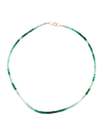 Necklace 14K Diopside, Emerald & Goshenite Bead Necklace