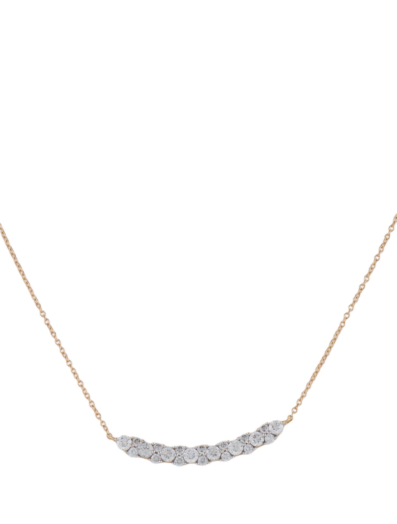 Necklace 14K 1.06ctw Diamond Curved Bar Pendant Necklace