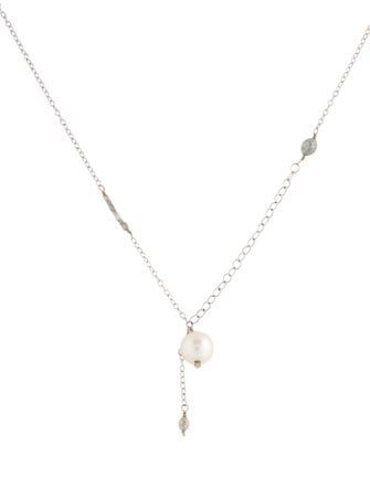 Necklace 14K Pearl & Diamond Pendant Necklace