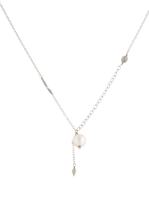 Necklace 14K Pearl & Diamond Pendant Necklace