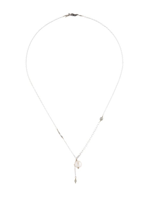 Necklace 14K Pearl & Diamond Pendant Necklace