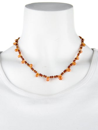 Necklace 18K Citrine & Spessartine Garnet Bead Necklace