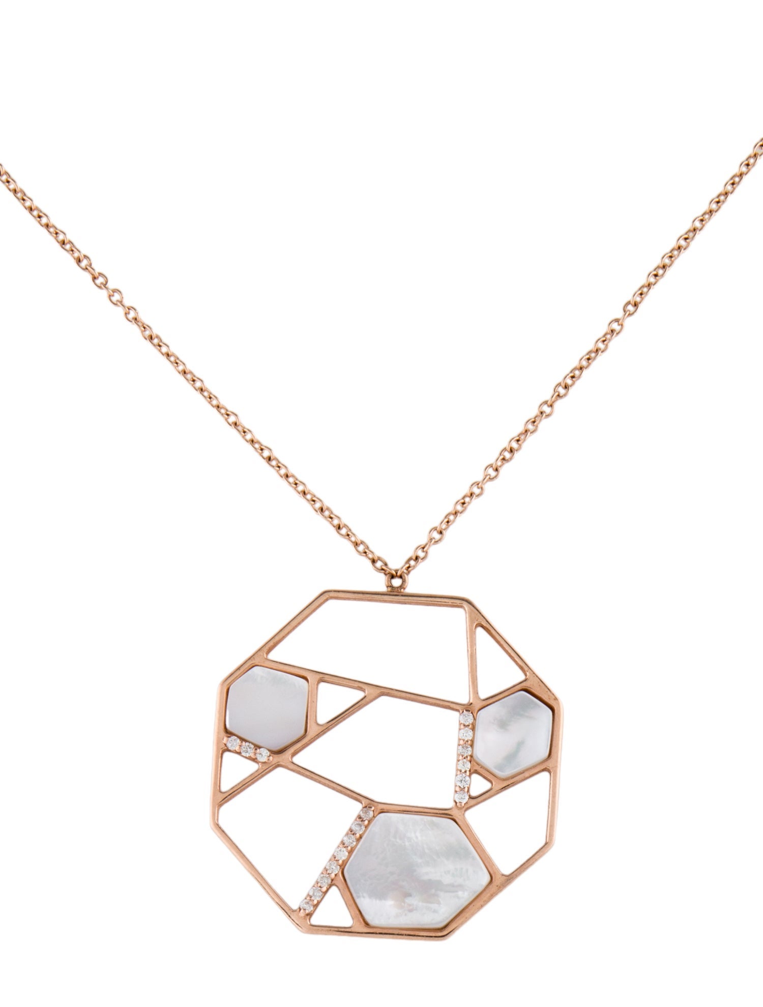 Necklace 14K Mother Of Pearl & Diamond Pennant