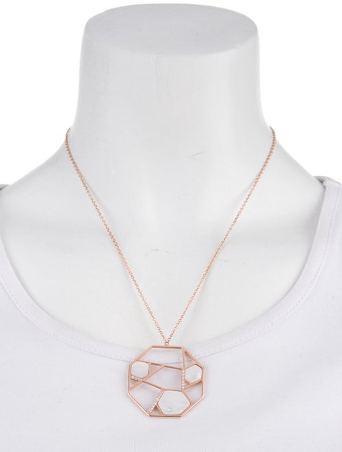 Necklace 14K Mother Of Pearl & Diamond Pennant Necklace